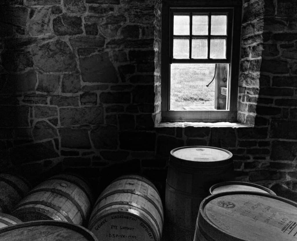 Barrels at George Washington Distillery