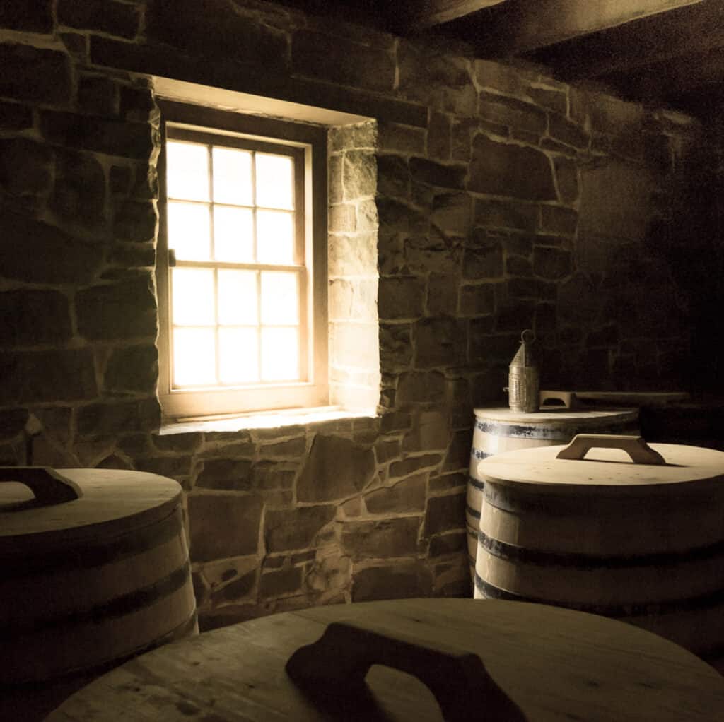 Barrels at George Washington Distillery
